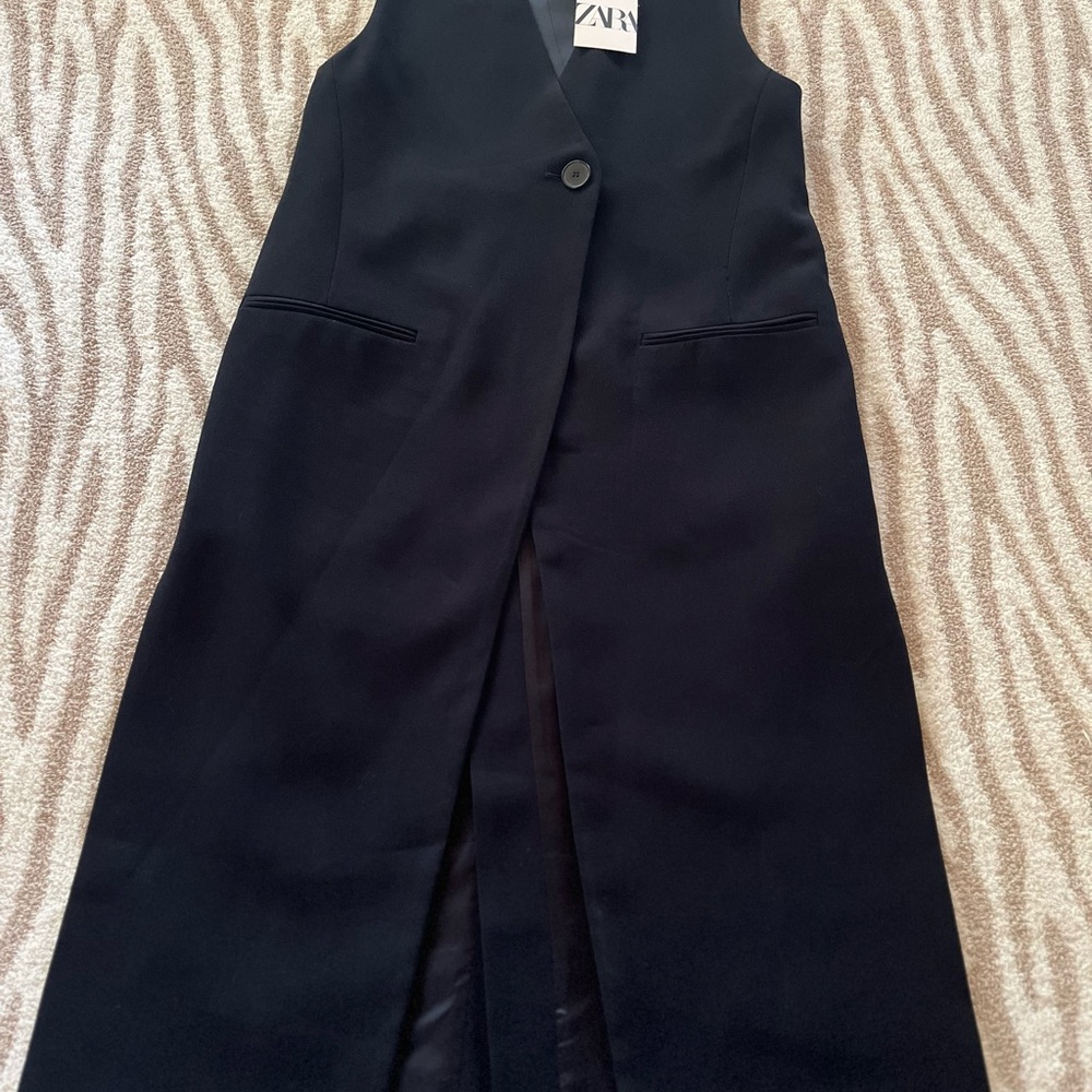 Zara Black Satin Vest